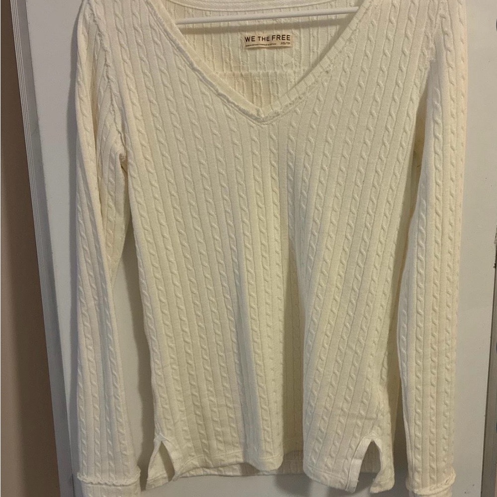 We The Free Ivory Cable Knit Top